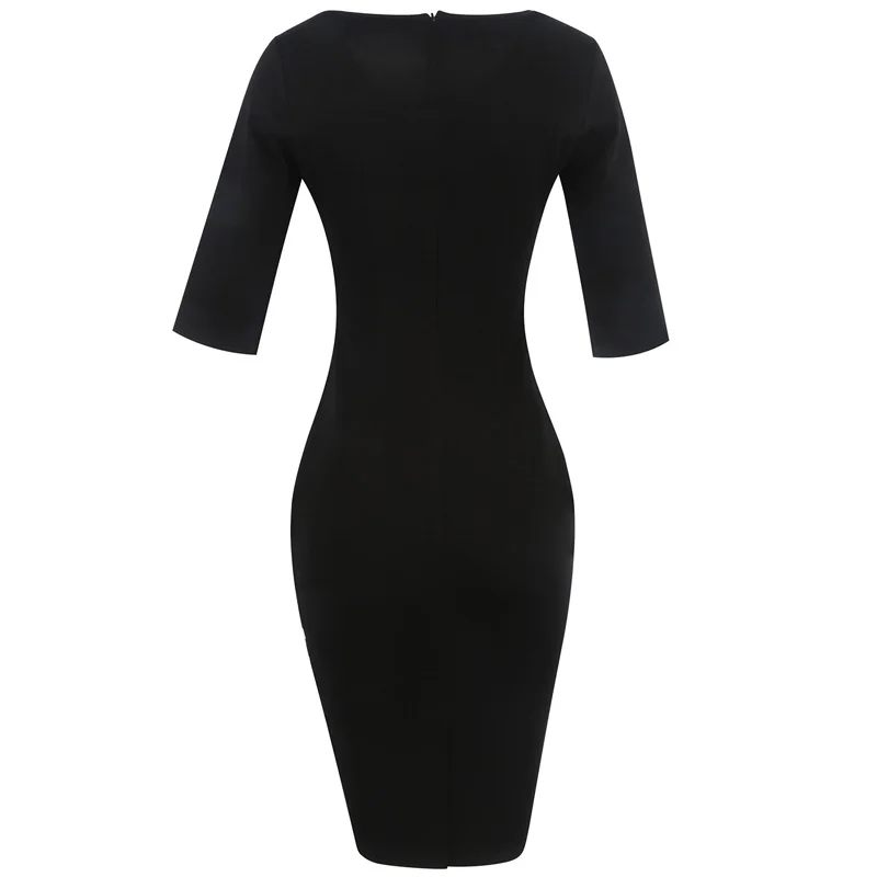 Женское облегающее платье в горошек Berydress винтажное карандаш с круглым вырезом и