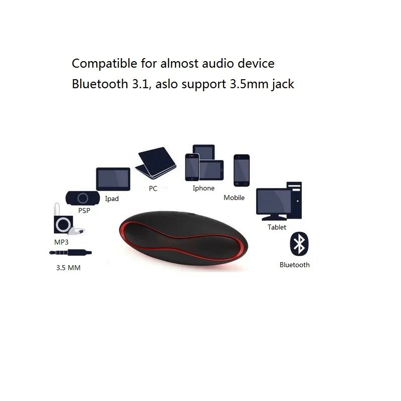 RBAYSALE Bluetooth Wireless Speaker Rugby Football Portable Mini HIFI Bass Loudspeaker Music Player TF Card Radio U Disk | Электроника