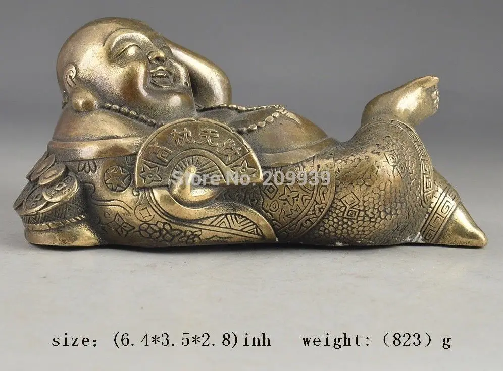 Huij 005630 китайская латунная превосходная винтажная статуя Будды с изображением