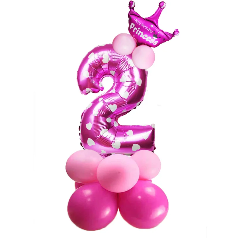 Figure Balloon 2 Шар Цифра количество шар День Рождения украшения Дети шар 1-й воздушный шар на день рождения номер надувные цифры деко день рождения - Цвет: Figure Balloon 2