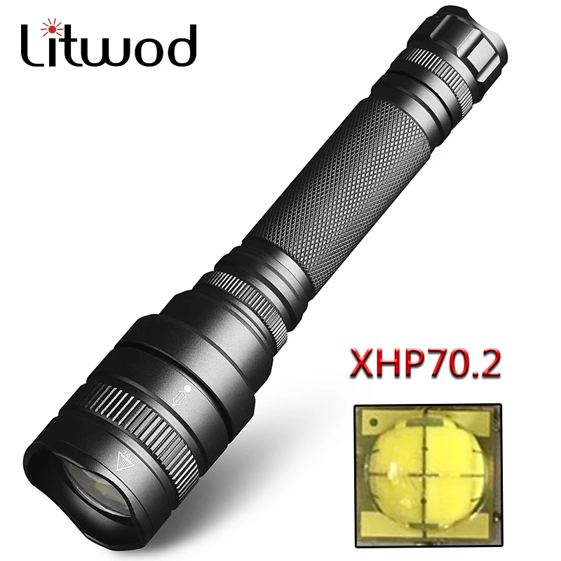 Litwod Z30 + 1515 Новое поступление яркий CREE XHP70.2 Мощный светодиодный тактический фонарь
