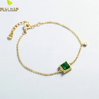 100 925 sterling silver cubic zirconia square bracelets for women simple fashion fine jewelry gold charm bracelets bangles