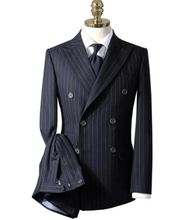 MS16 2019 меловая полоса мужской костюм на заказ темно синий цвет специальный