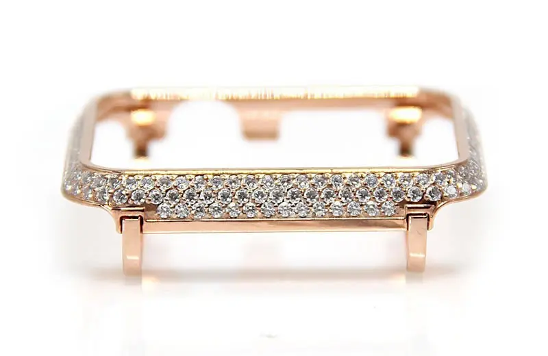 Для Apple Watch Series 4 чехла Кристальные бриллиантовые часы чехол для Apple Watch Shell роскошный корпус крышка для Apple Watch Series 1 2 3 - Цвет ремешка: Rose Gold