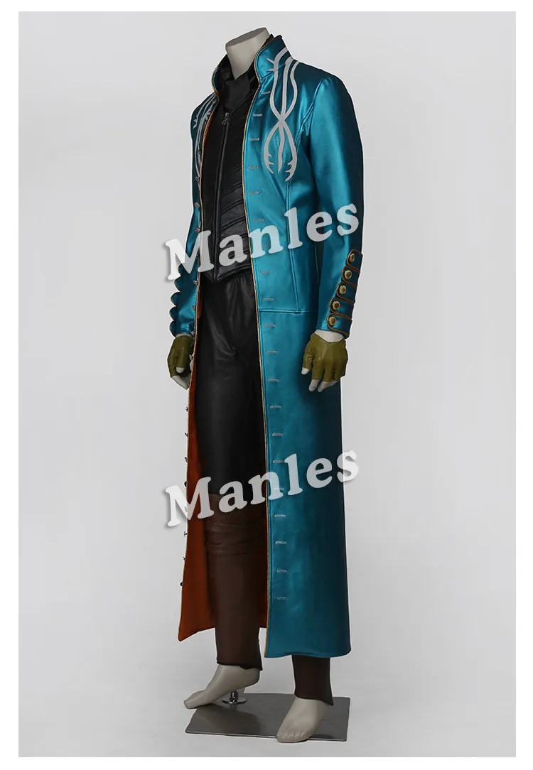 Hot Game Vergil Cosplay Costume Nelo Angelo Leather Coat Pants Outfit Superhero Adult Men Halloween Carnival Outfit Custom Made