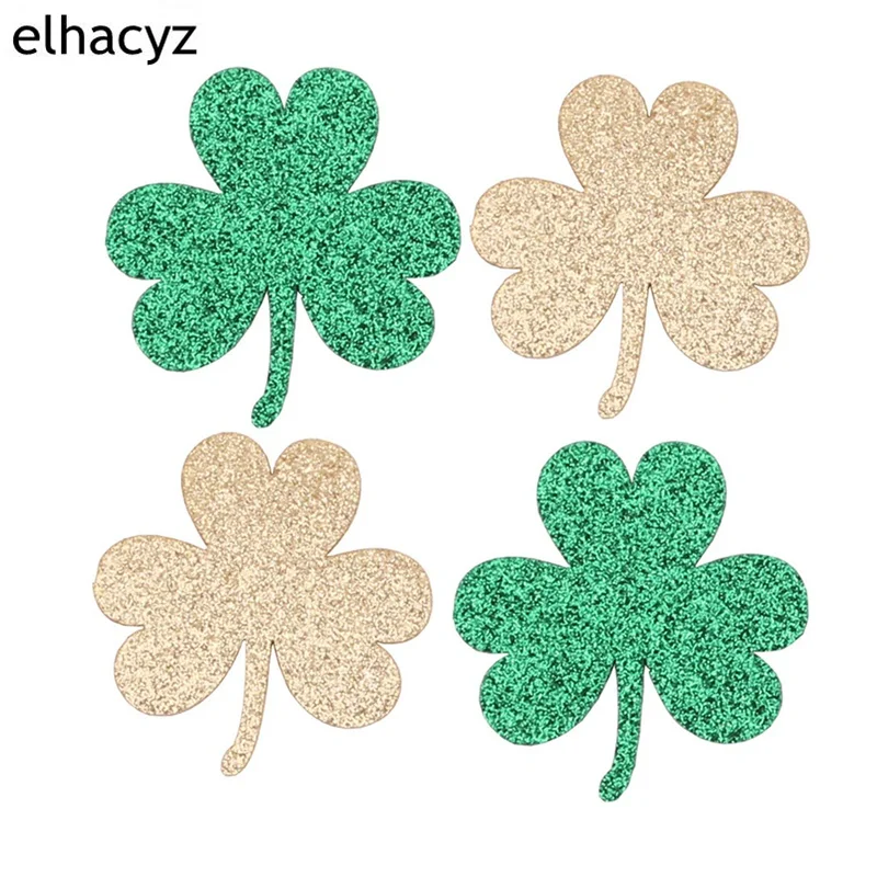 

10Pcs/Lot Glitter Lucky Green Shamrocks St. Patrick's Day For Kids Headband Women DIY Hair Accessories Girls Festival Head Wear