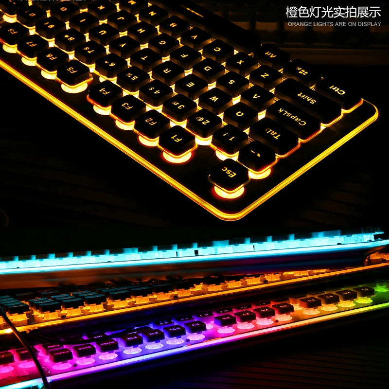 Игровая клавиатура 104 колпачки RGB подсветкой Водонепроницаемый Бесшумная