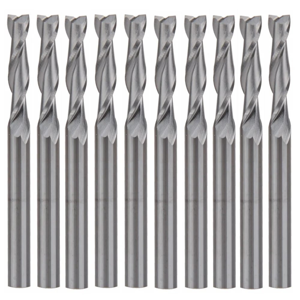 

10Pcs Double Flute Spiral CNC Router Bits 3.175 X 12mm Engraving Cutting Tool