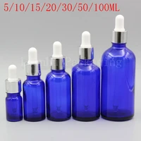 blue glass bottle with silver dropper essenceessential oilperfume sub bottling empty cosmetic container 15 pclot
