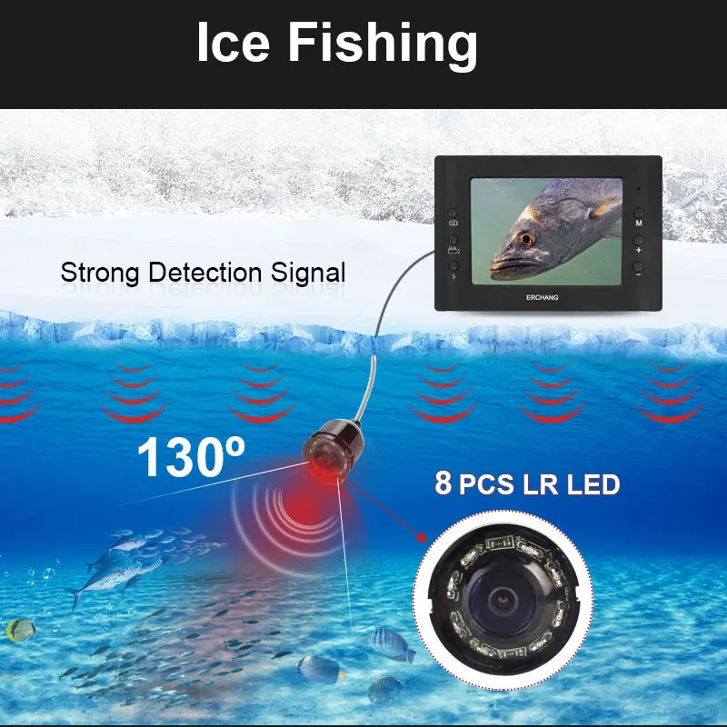 Erchang 15 м кабель камера рыболокатор инфракрасный светодиодный 3," монитор HD 1000TVL подводная камера для подледной рыбалки на английском и русском языках