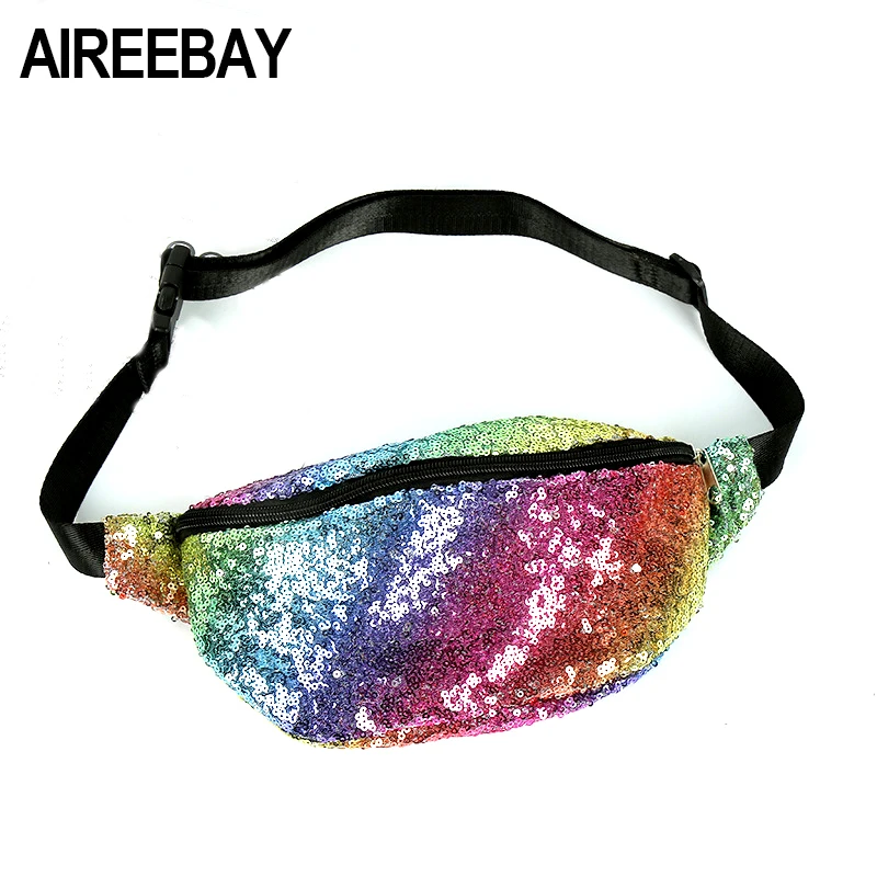 Поясная Сумка AIREEBAY модная блестящая сумка-кошелек радужной расцветки с
