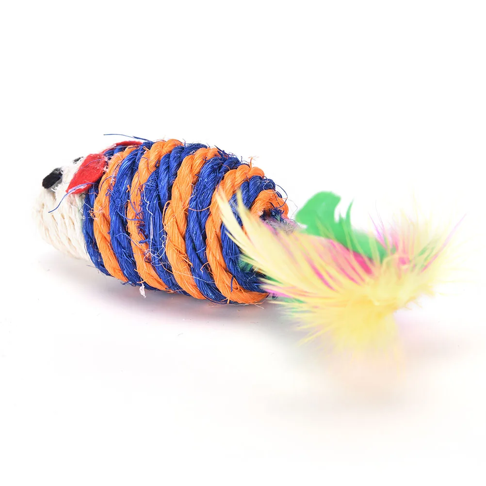 Pet Cat Kitten Feather mice Sisal Rope mouse Rattle Scratcher Toy Color Random | Дом и сад
