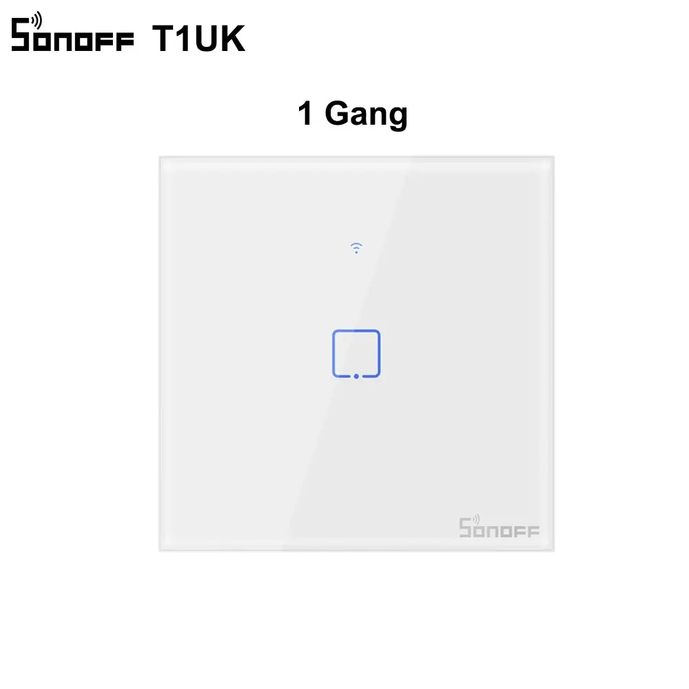 1 gang Интеллектуальный выключатель света SONOFF Беспроводной настенный сенсорный светильник переключатель, T1UK Wi-Fi таймер 1/2/3 переключатель Стекло Панель APP/RF/голосовой пульт дистанционного управления Управление серии TX - Цвет: 1 gang