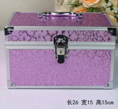 26cm Косметичка из алюминиевого сплава, органайзер для косметики, косметичка, органайзер, дорожная сумка, портативная Подарочная коробка, макияж, профессиональная косметика - Цвет: 26cm