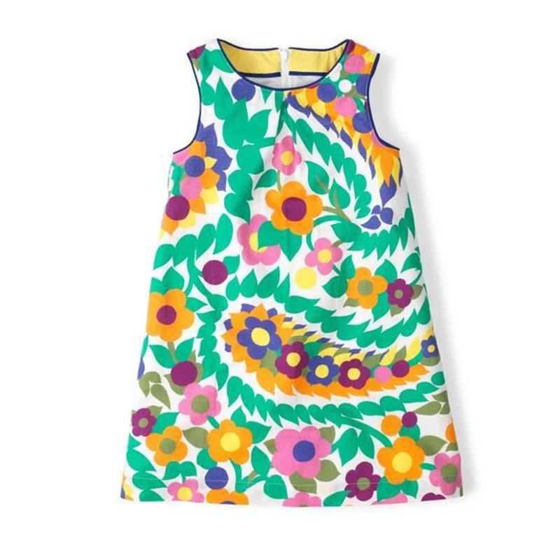 Платье для маленьких девочек летнее хлопковое платье с цветочным принтом