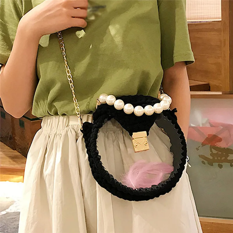 Женская плетеная круглая сумочка сделай сам миниатюрная сумка на цепочке Модный