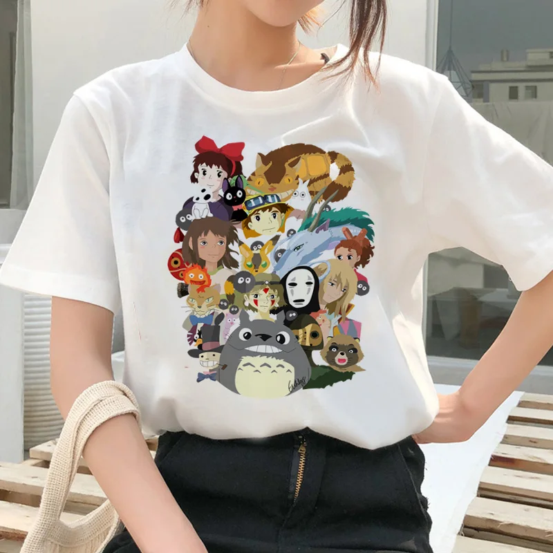 Totoro Spirit Out Футболка Studio Ghibli femme японский мультфильм Аниме женская футболка Миядзаки Хаяо одежда женская кавайная