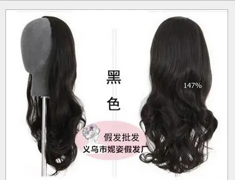 UK queen Cosplay Perruque Peruca Black 3/4 half girls waves new trade wig semi headgear curls hair heat resistant Ladys WIGS |
