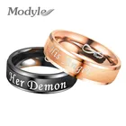 Свадебное кольцо Modyle для мужчин и женщин, обручальное кольцо из нержавеющей стали черного и розового золота с изображением своего демона, его ангела