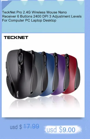 Tecknet альфа эргономичный 2.4 г беспроводная оптическая мобильная мышь с usb nano-приемник для портативных пк компьютер 6 кнопки