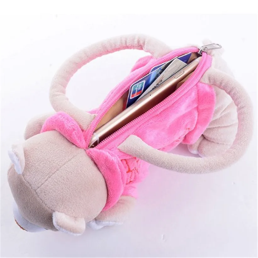 Billtera плюшевая сумка с животными мультяшная игрушка для собаки медведя розовый