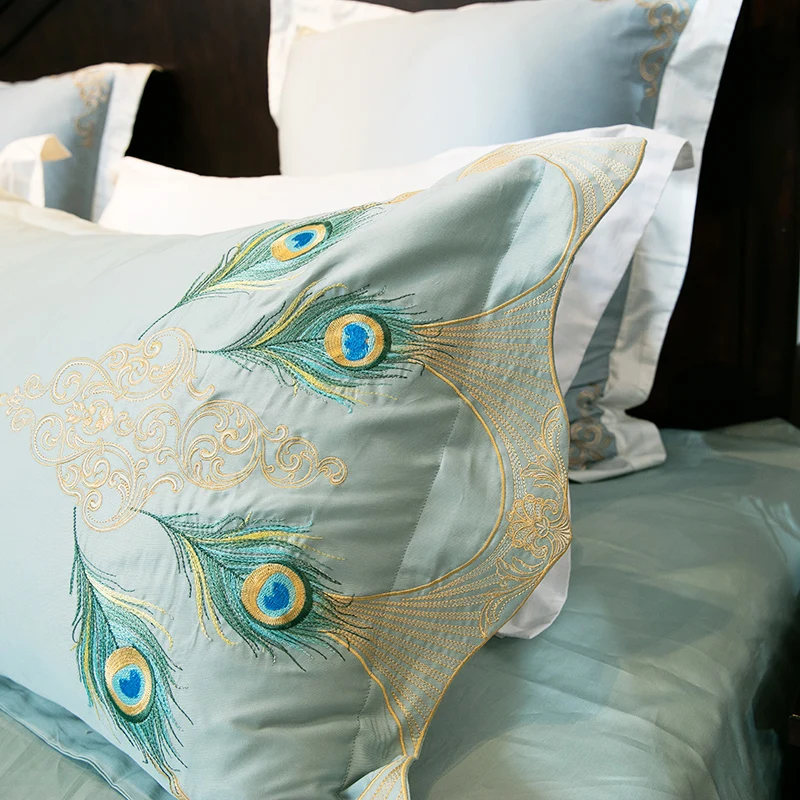 Роскошный Египетский хлопковый Семейный комплект из 4/6/8 шт. вышитый пододеяльник