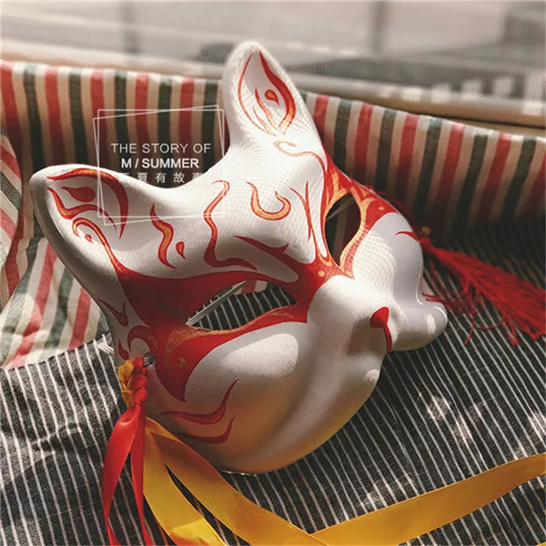 C Японский персональный Лисий маска ручная роспись Grandmaster of Demonic Cultivation Wei Wuxian Fox маска Хэллоуин косплей фото реквизит - Цвет: C