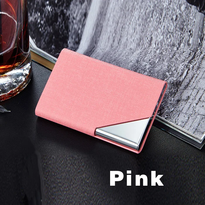 Pink1 ID держатель для карт, визитница, кошелек, чехол для кредитных карт, для женщин и мужчин, кожаный, водонепроницаемый, защита для карт, металлические кошельки - Цвет: Pink1
