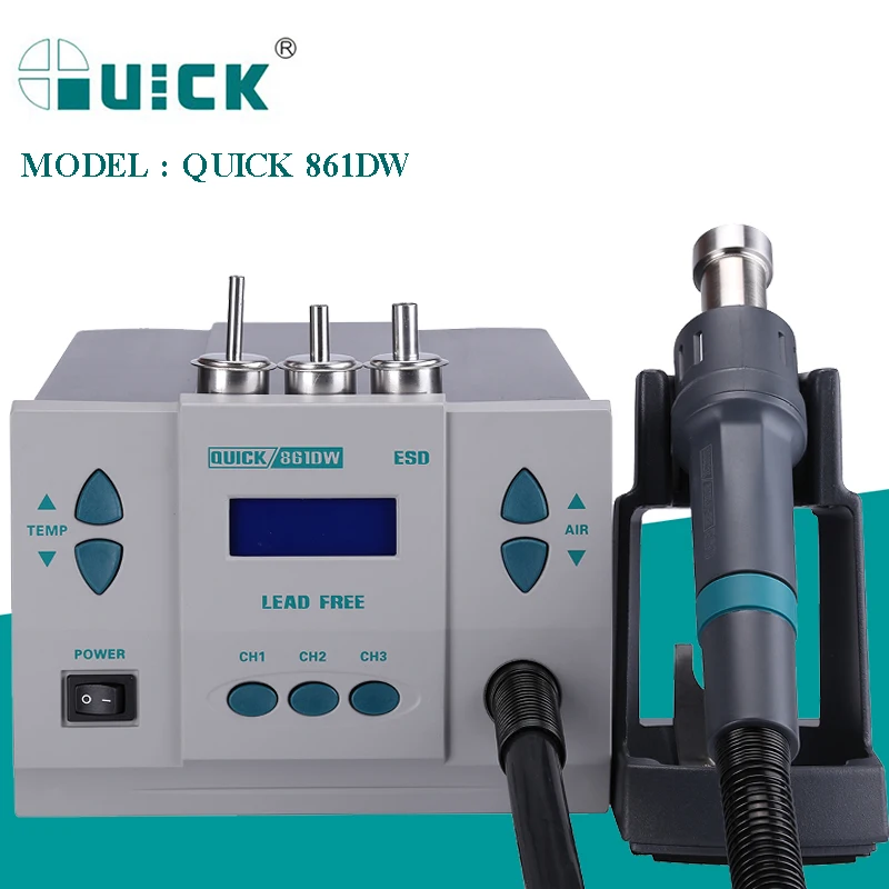 QUICK 861DW 1000W BGA наладочная станция пистолет горячего воздуха интеллектуальная