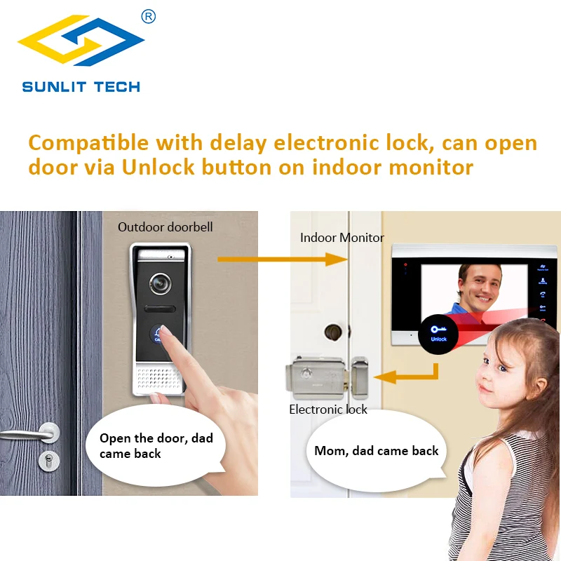 7-дюймовый проводной сенсорный ЖК-экран внутренние мониторы видеодомофон