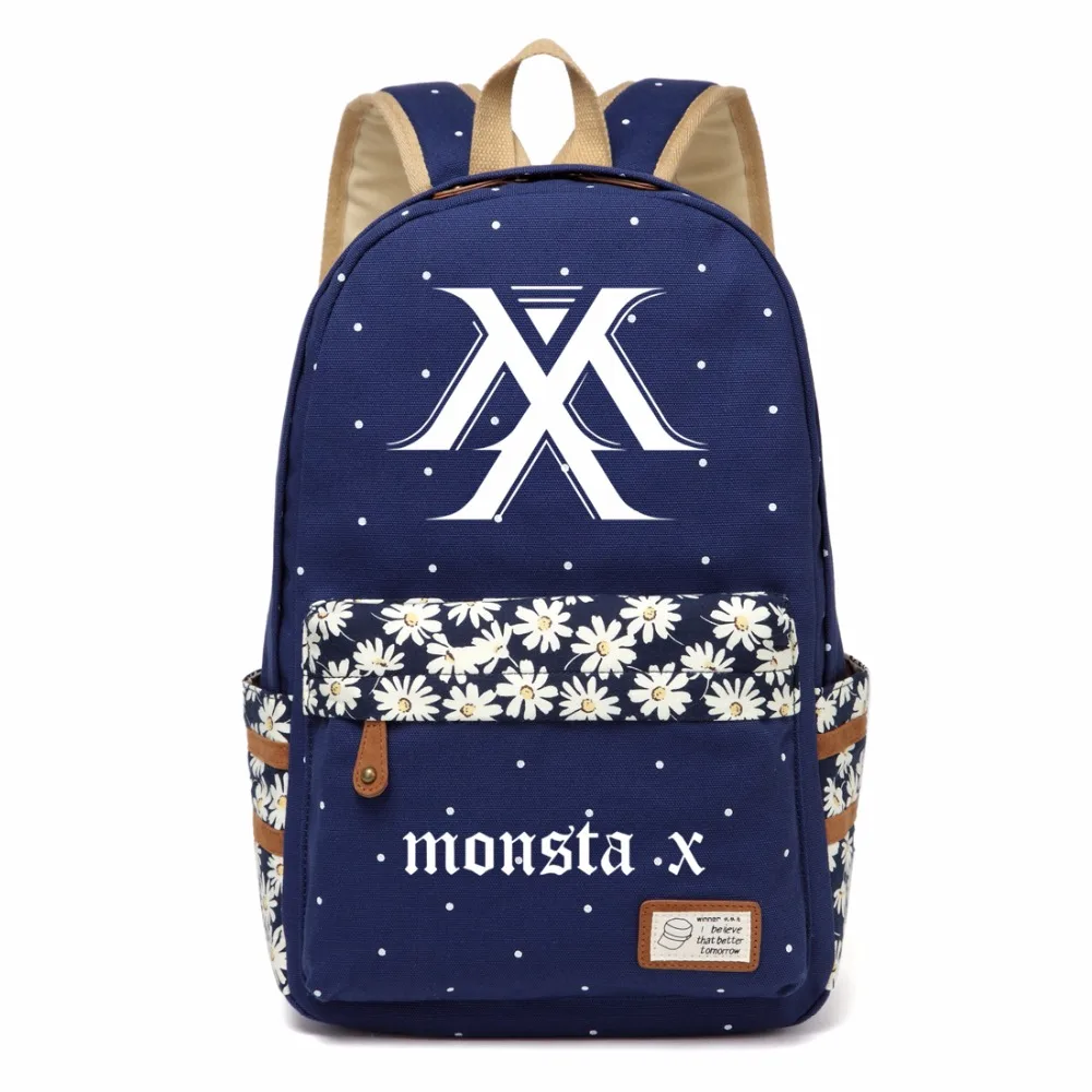 WISHOT KPOP Monsta x рюкзак с цветами сумка для путешествий девочек подростков Женская