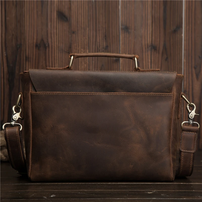 Man Briefcases Genuine Crazy Horse Leather Messenger Bag Shoulder Crossbody Retro Male Handbag Business Travel Gift Blosa Mochil