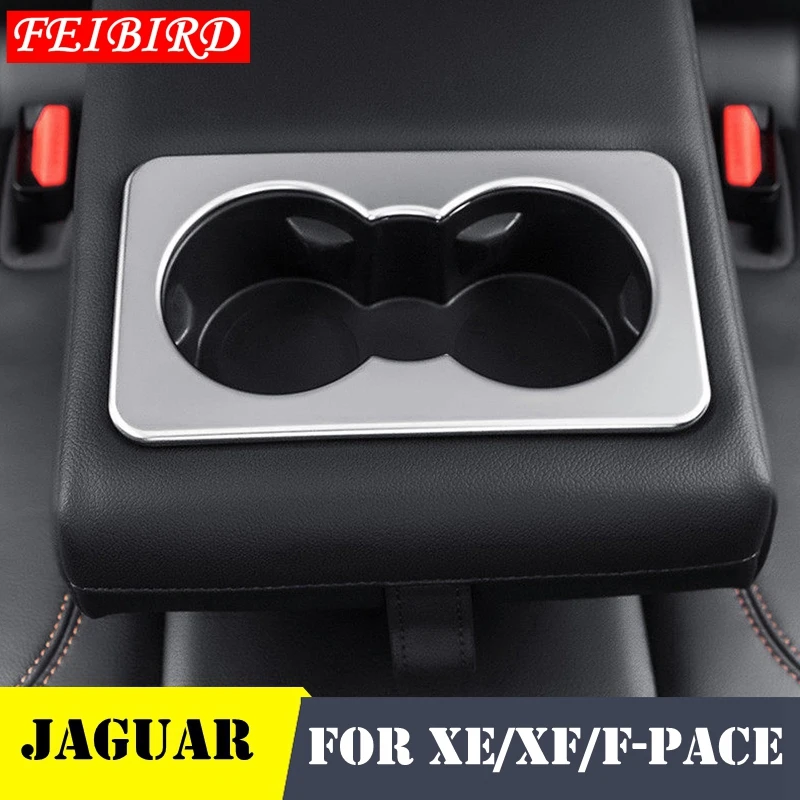 

Для Jaguar XE XF F-Pace 2016 2017 2018 ABS заднее сиденье держатель стакана для воды рамка Крышка отделка матовое углеродное волокно