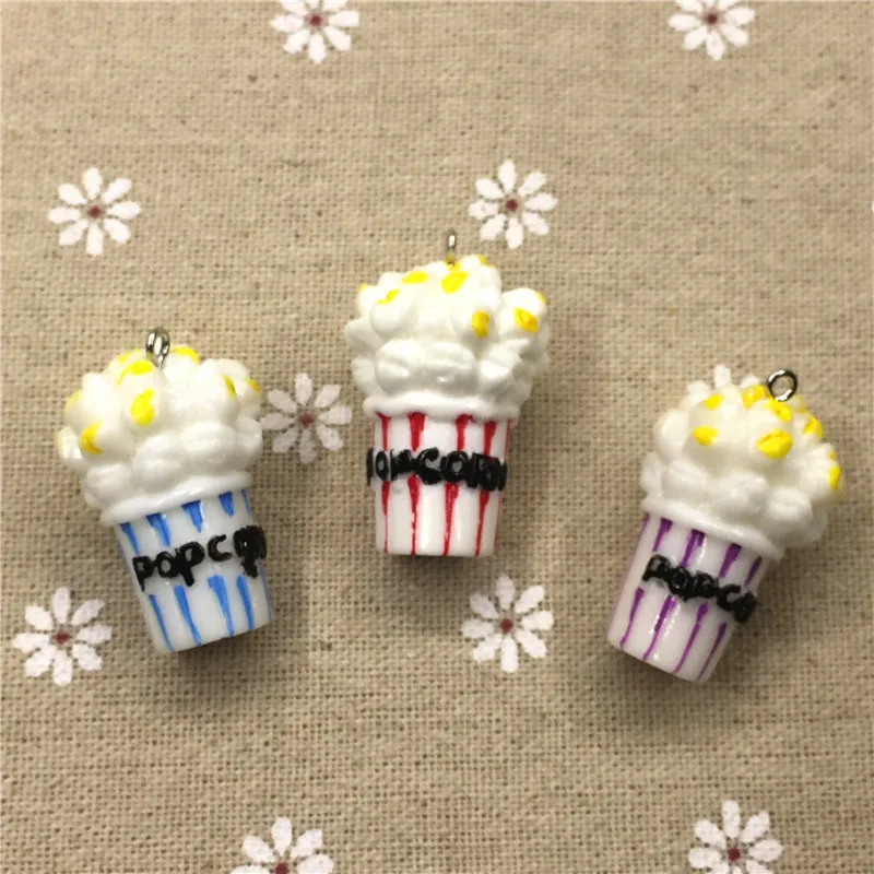 Let start!set 10 шт. попкорн из 3D смолы. Смешанные цвета. Бумажные стаканчики кабошон для