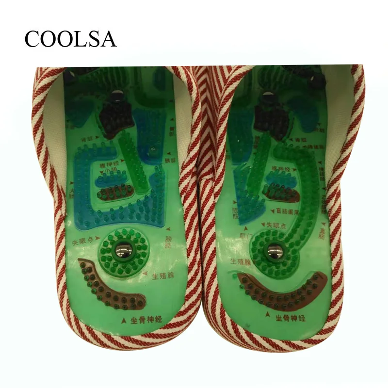 Тапки COOLSA мужские домашние массажные плоские Нескользящие в синюю полоску Эва