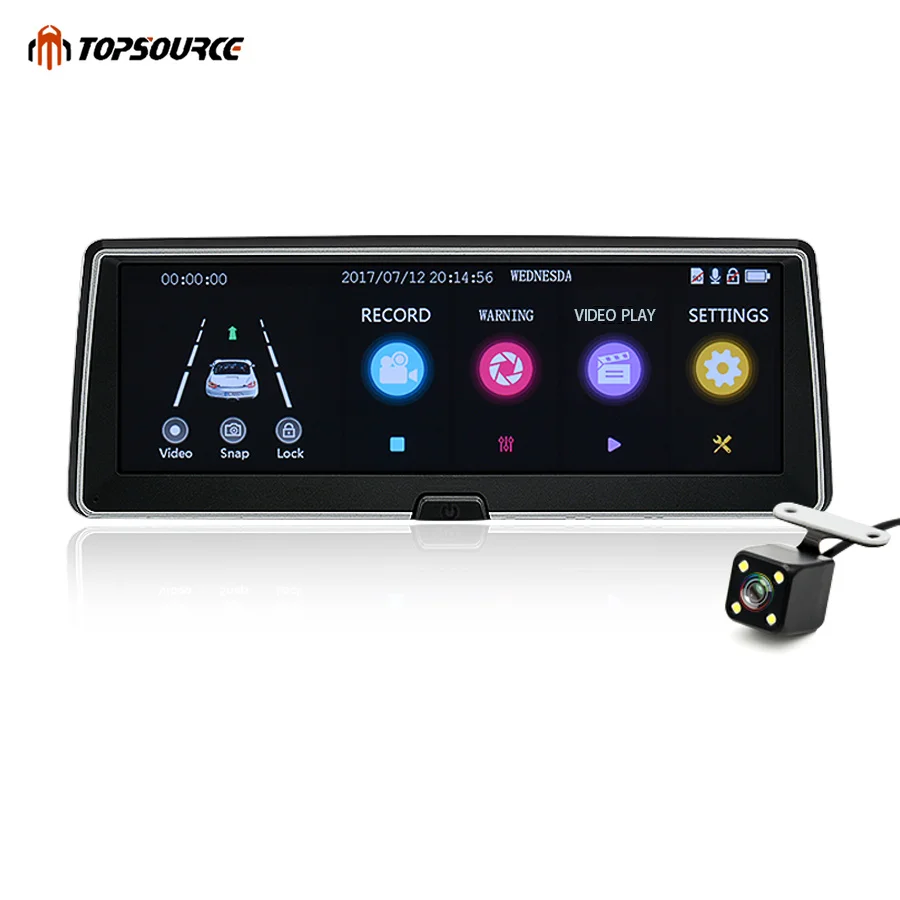Автомобильный видеорегистратор TOPSOURCE регистратор с двумя объективами Full HD 1080P IPS