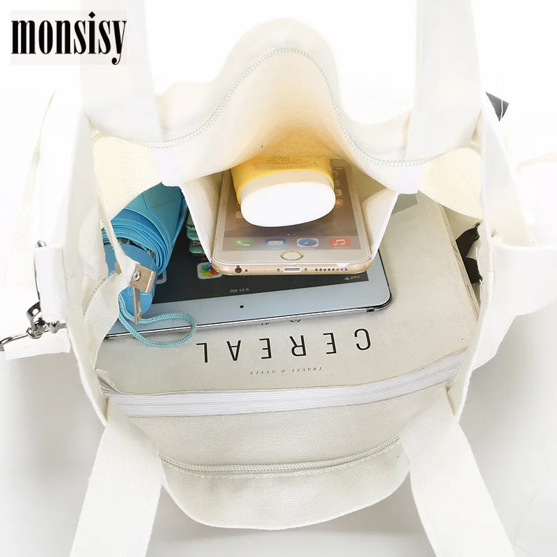 Monsisy/ Холщовая Сумка-тоут для женщин, сумка для покупок, сверхмощная Повседневная сумка для путешествий, Студенческая женская сумка на плечо, сумка-мессенджер