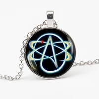 available in 3 colors atheist symbol necklace atom pendant atheist jewelry no religion necklace mens necklace woman choker