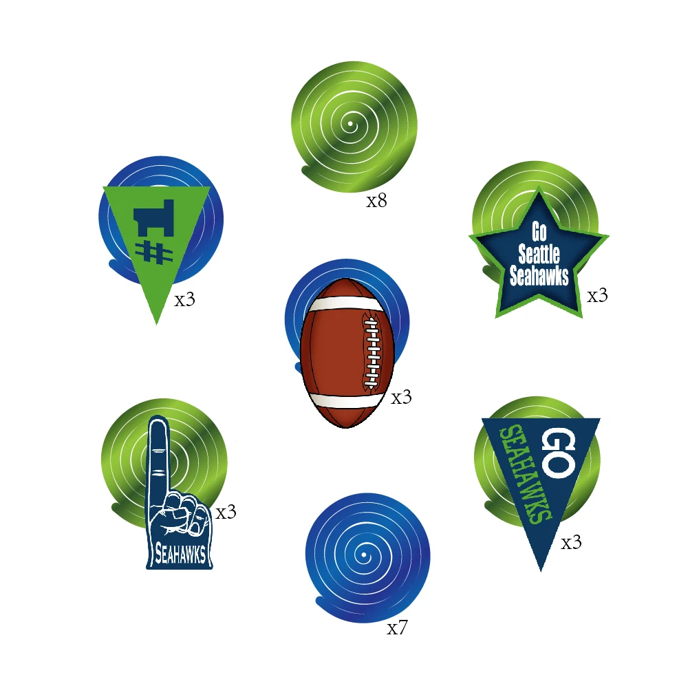 

Sports Football Theme Party Decorations PVC Spiral Go Seahawks Hanging Swirl Kids Birthday Party Supplies