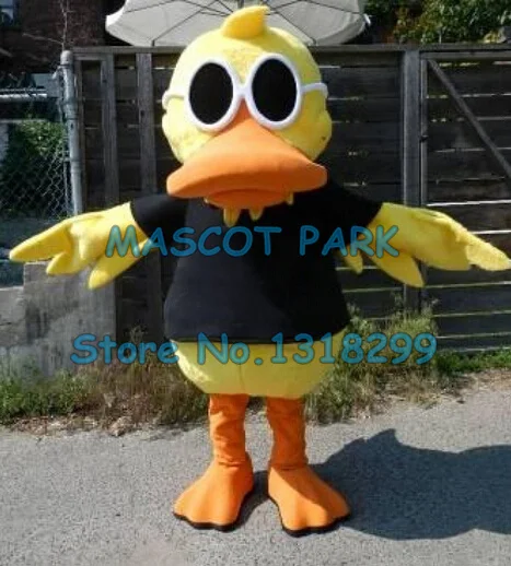 

cool big yellow duck mascot costume with sunglasses customizable cartoon duckling theme anime costumes carnival fancy dress
