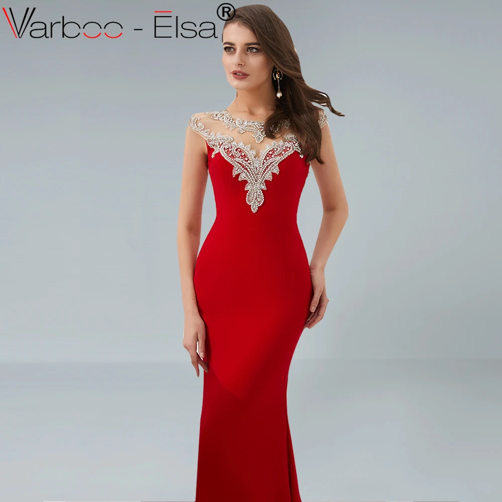 Женское вечернее платье Русалка VARBOO_ELSA Красное длинное с открытой спиной