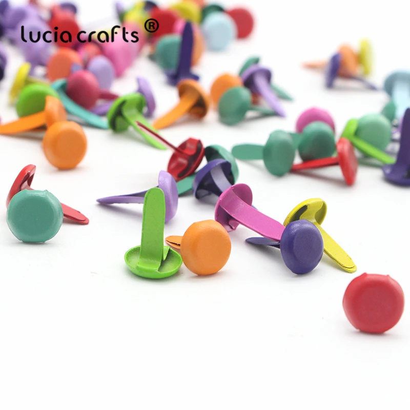 Lucia crafts 50 шт./лот 8 мм Цветные железные круглые штифтики для скрапбукинга, украшение, застежка, Брэд металл, DIY Украшение G0936