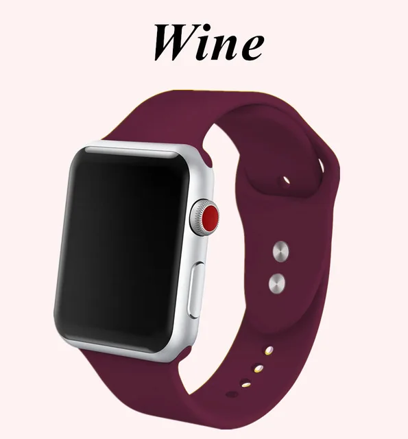 wine Спортивный силиконовый ремешок для iwatch серии 4321 Apple Watch Band мягкий силиконовый дышащий сменный ремешок 40 мм 42 мм 38 мм 44 мм - Цвет ремешка: wine