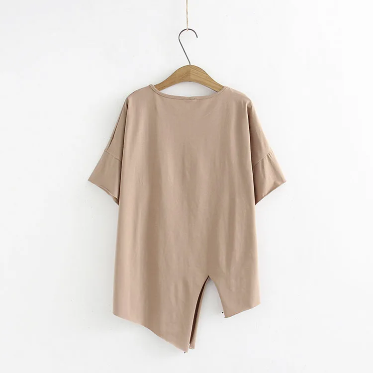 Женская Асимметричная футболка Повседневная Свободная с коротким рукавом и