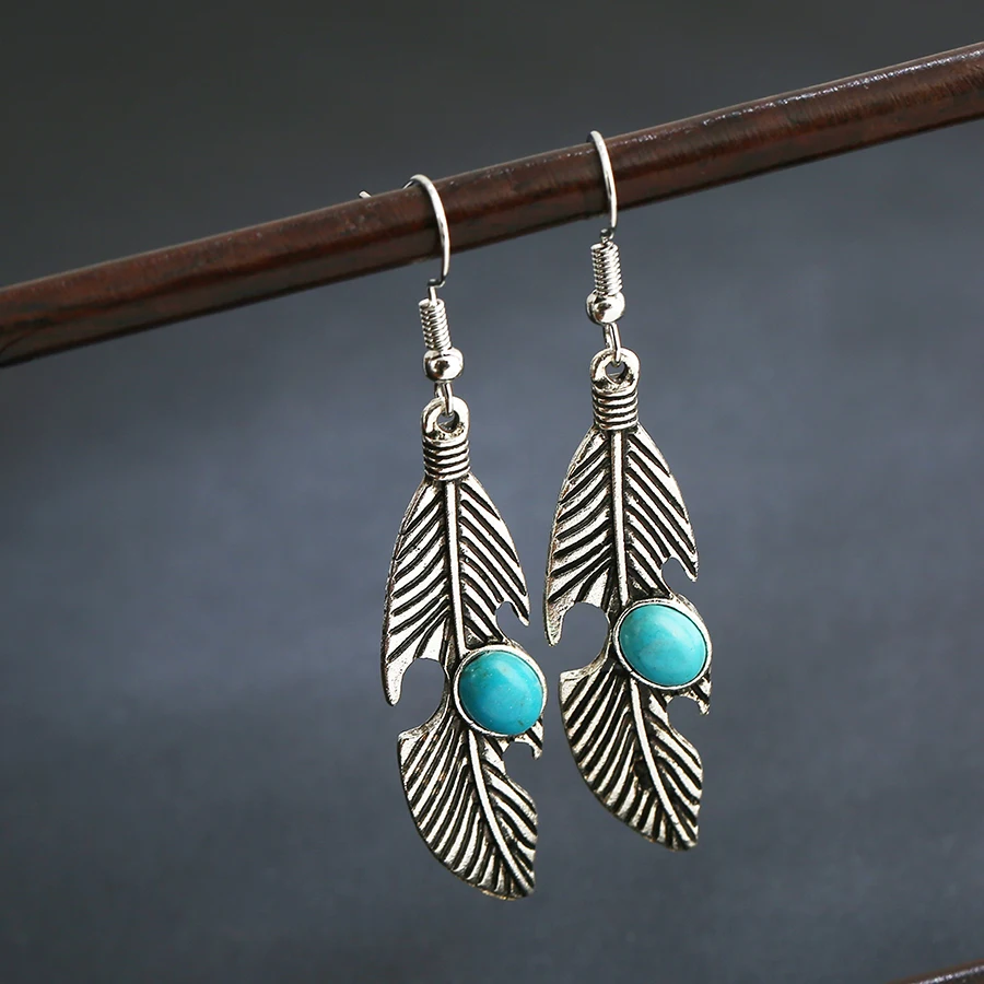 Женские и мужские винтажные серьги подвески с перьями этнические в стиле ретро