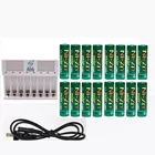 16 шт.комплект, перезаряжаемые батареи aa 1,6 в aa МВтч