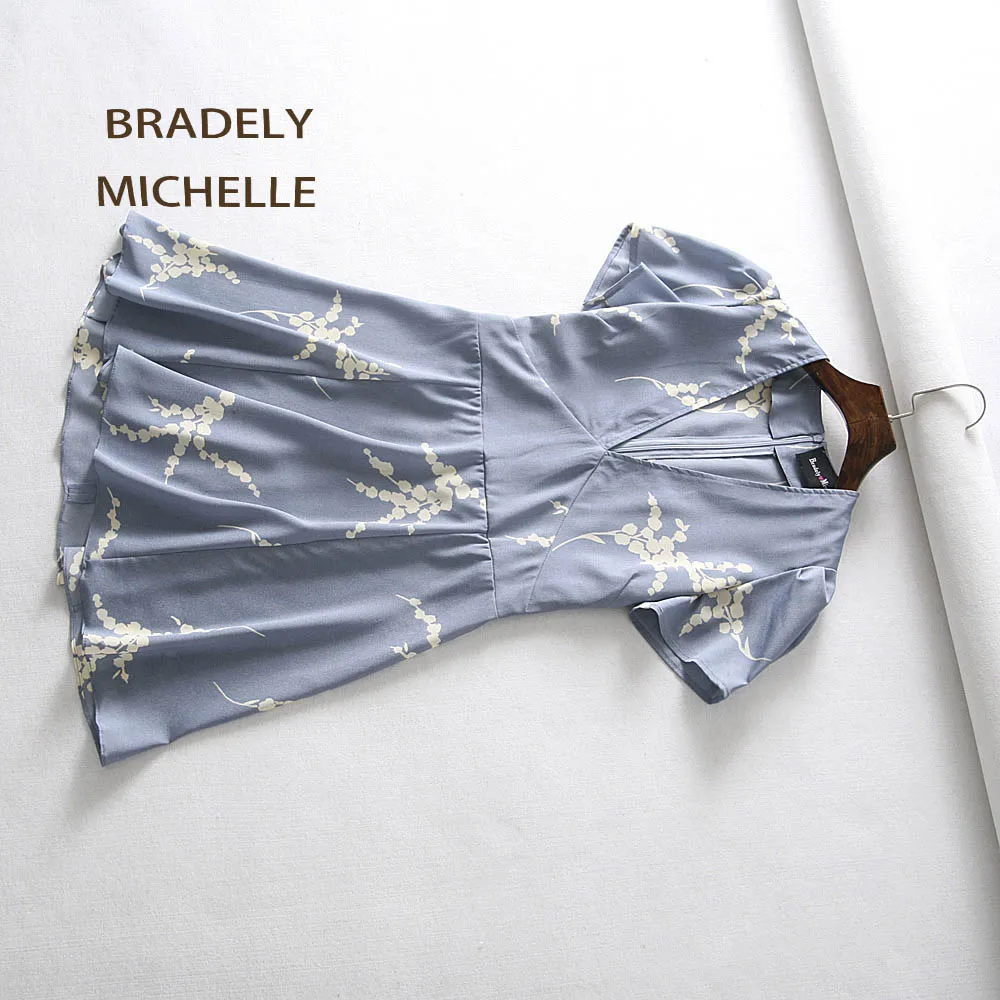 BRADELY MICHELLE, Летнее мини платье, сексуальное, v-образный вырез, короткий рукав, с принтом, платья для женщин на молнии