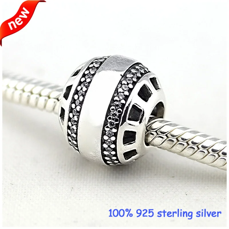 Подходит для браслетов Pandora Forever серебряные бусины с прозрачными фианитами 100% 925