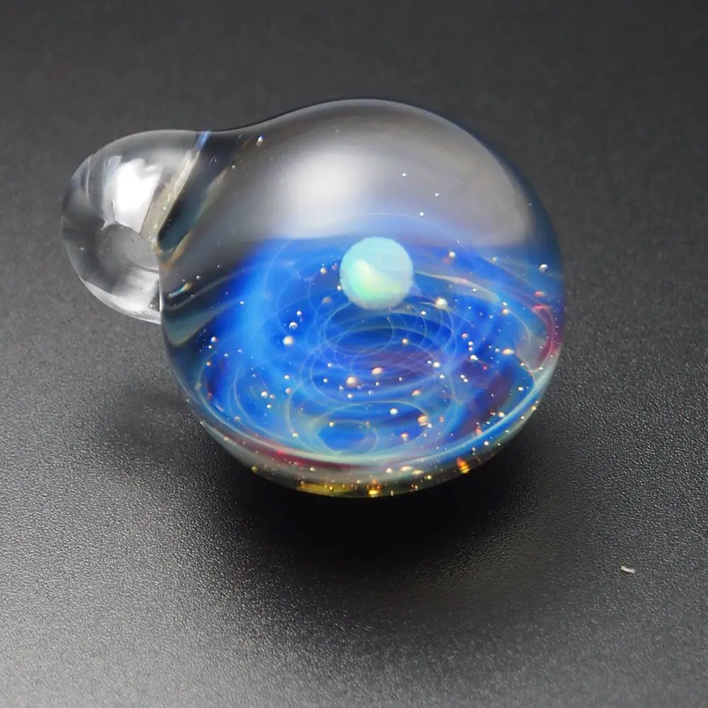 OP704 White Opal Дизайн опал совместим с высоким боросиликатным красивым вселенским стеклянным шаром Галактический стеклянный шар кулон - Цвет камня: OP704 White Opal