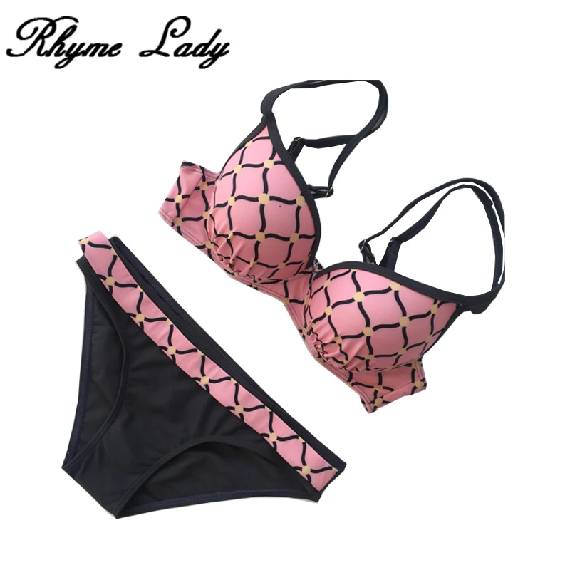 Rhyme Lady new bikini set push up women swimsuits backless swimwear print bathing suit girl beach wear biquini |